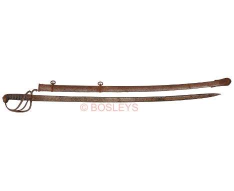 Early Victorian Royal Fusiliers Officer’s Sword.An unusual example, the single edged curved pipe back blade with etched panel