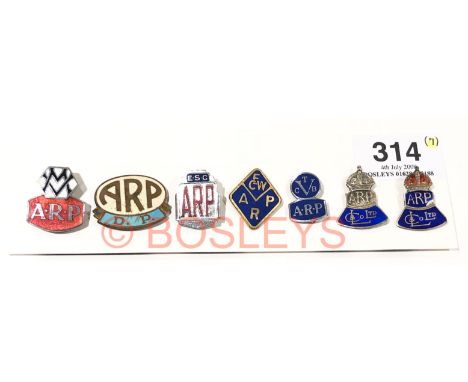WW2 Selection of Home Front ARP Enamel Lapel BadgesSeven examples, all complete with fittings, some small enamel loss to some