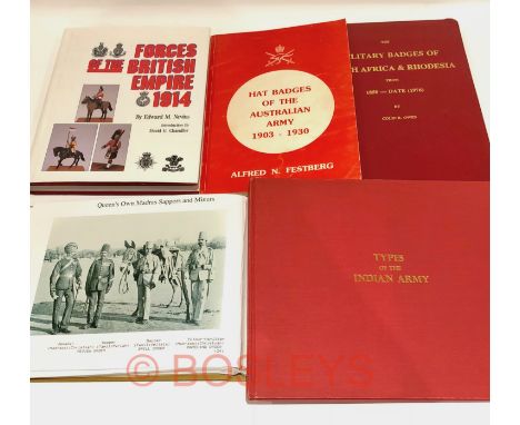 5 Books of Colonial and Indian Badge and Uniform Interest‘Forces of the British Empire 1914’ by Nevins ... ‘Hat Badges of the