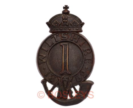1st (Salisbury) Wiltshire Rifle Volunteers Victorian pouch belt plate.A good scarce die-stamped blackened brass example. Crow