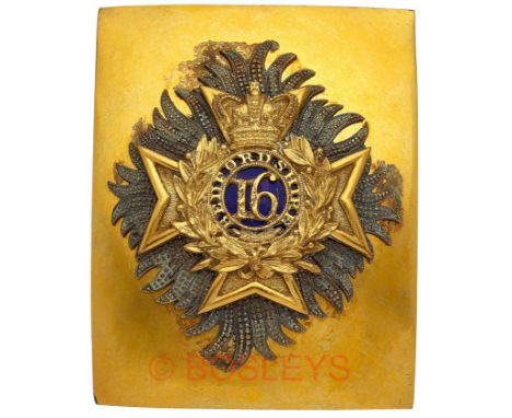 16th (Bedfordshire) Regiment of Foot pre 1855  Victorian Officer’s shoulder belt plate.A fine and scarce example. Rectangular