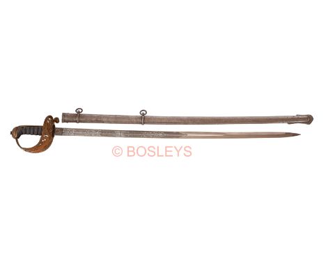 Royal Monmouth Engineer Militia attributed 1857 Pattern Officer’s Sword.This example carried by Quartermaster Thomas H. Perki