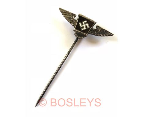 German Third Reich SA-Reserve II membership enamel badgeA good example worn in the lapel. Silvered winged black enamel shield
