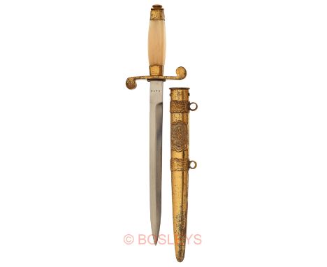 Romanian Officer’s post war dress dagger circa 1965-89.A good example with plated diamond cross section blade numbered 7913 o