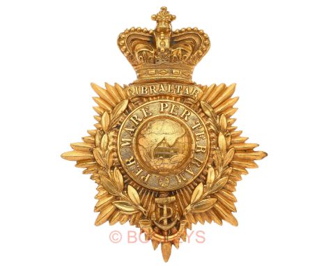 Royal Marine Light Infantry Victorian OR’s helmet plate circa 1878-1901.A good die-stamped brass example. Crowned star bearin