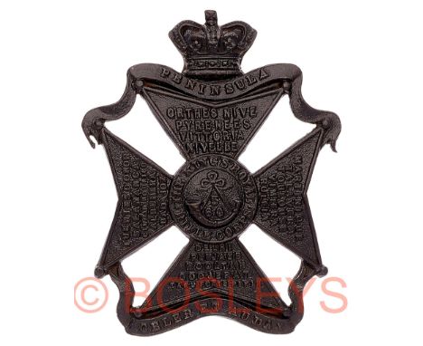 3rd Bn. 60th King’s Royal Rifle Corps OR’s glengarry badge circa 1874-81. A fine and rare die-stamped blackened brass example