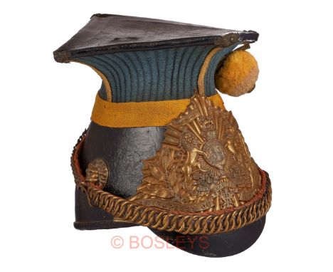 21st (Empress of India’s) Lancers Victorian Lance cap.A scarce example of an Other Rank”s lance cap. Patent leather body, pea