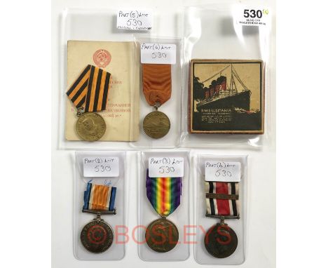 WW1 RMS Lusitania Medal Plus Others.This RMS Lusitania Medal is contained in the original card case and complete with leaflet