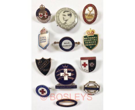 Selection of Hospital, Nurse, Medical Enamel Lapel Badges etc.Comprising: “Allied Red Cross Bandage Society Manila P.I. 1915-