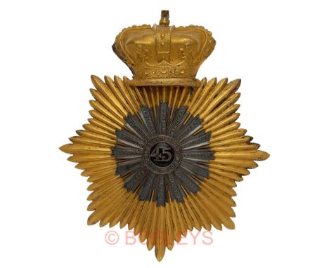 45th (Nottinghamshire) Regiment of Foot Victorian Officer’s “Albert” shako plate circa 1844-55.An exceptionally fine scarce r