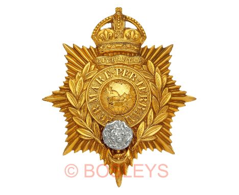 Royal Marine Light Infantry / RM Chatham Division Band NCO’s helmet plate circa 1905-50. A good die-stamped gilt example. Cro