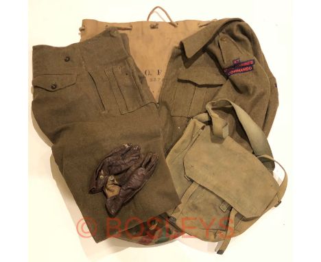 WW2 47 Royal Marines Commandos Attributed Battledress Uniform. This uniform was worn by Captain John “Doc” Forfar MC RAMC att
