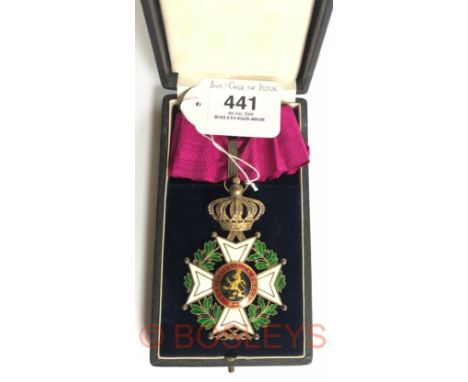 Belgium. Order of Leopold Commander’s neck badge  in case of issueA fine civil division example by F.Fouson in fitted black c