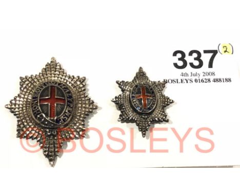 Coldstream Guards 1946 Birmingham hallmarked silver Officer’s cap star and 1942 HM Service Dress cap star.A fine example by F