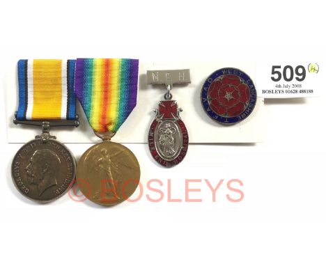 WW1 West Lancashire Territorial Voluntary Aid Detachment Medals & Badges.Awarded to “D.M. GRIFFITH VAD”. Comprising: British 