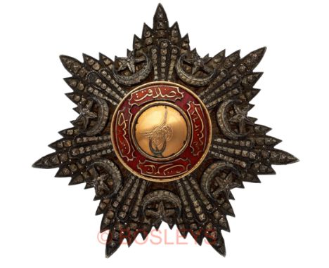 Turkey Ottoman Empire. Order of Medjidi breast star.A good example in gold, silver and enamel. Official hallmark and zigzag l