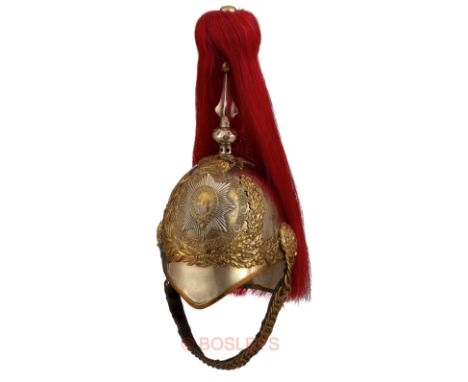 Royal Horse Guards Elizabeth II Period Trooper’s helmet.  A good example. The nickel skull with bi-metal Queen’s Crown helmet