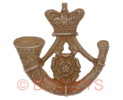 3rd West York Militia Victorian OR’s forage cap badge circa 1853-73A good die-stamped white metal crowned strung bugle with R