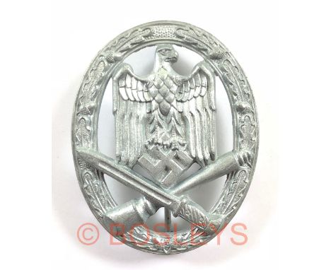 German Third Reich WW2 Army / Waffen SS General Assault Badge by Assmann.A good late war die-cast zinc example with vertical 