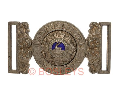 Bedfordshire Regiment VB Victorian Officer’s waist belt clasp circa 1887-1902.A good scarce silvered interlocking example. Ci