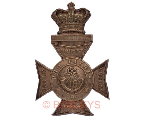 Dorset Rifle Volunteers Victorian Officer’s pouch belt plate.A good die-stamped silvered example. Maltese cross surmounted by