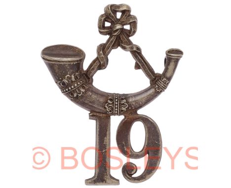 Berkshire Rifle Volunteers Victorian forage cap badge.A fine rare white metal die-stamped silvered strung bugle surmounting ‘