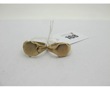 A 9ct Gold Signet Style Ring, (finger size V), and anther 9ct gold signet style ring (finger size R½) (total weight 11.5 gram