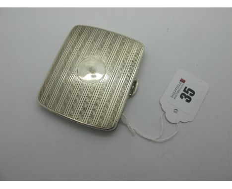 A Hallmarked Silver Cigarette Case, of engine turned design, with vacant cartouche, London 1912 (100 grams).