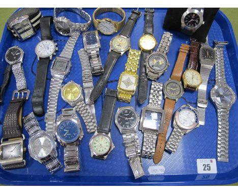 A Selection of Modern Gent's Wristwatches, including citizen, BMW, Mini, Sekonda, Casio, etc:- One Tray.