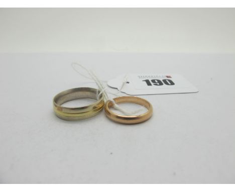 A Two Tone Wedding Band, stamped "585" (finger size R), and another wedding band, stamped "585" (finger size M) (total weight