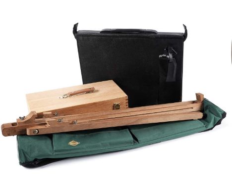 Artist’s equipment: an artists box, a Daler-Rowney easel and carry case, together with a Daler-Rowney folio. (3)