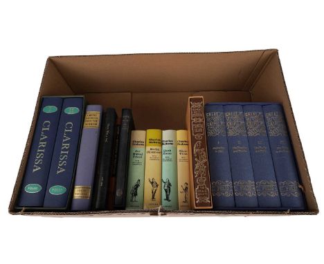 A selection of hardback books, primarily relating to history and literature, titles including: the Folio Society Great Storie