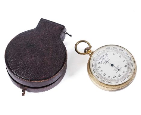 An early 20th Century brass cased pocket barometer, by E. Fransioli, Zermatt, 70mm high including bale, in fitted case.