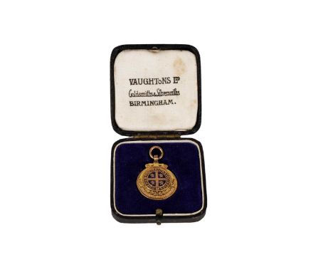 Durham Football Association Junior Challenge Cup 9ct yellow gold medal, Winner 1936-37 Leslie's R. Hepplewhite, 5.8g gross, b