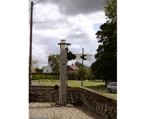 An early railway one arm signal from one of the Southend-on-Sea stations. Complete with signal arm, original lamp, ladder, sw