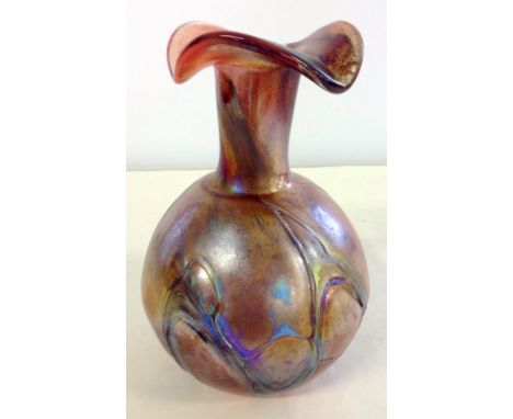 Large Austrian art glass vase, signed Loetz and dated 1909 to base. . Height approx 24cm.