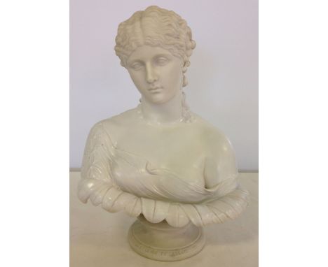 19th century parian figure of CLYTIE on a socle base marked 'ART UNION OF LONDON 1863'. Some restoration. 34cm tall.