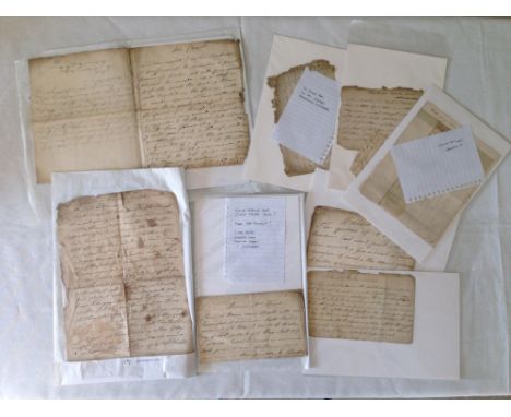 A collection of 8 c.18th century handwritten manuscript recipes to include pages with 1820 watermark & Brittania watermarks. 