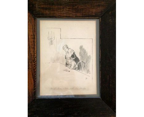 A framed & glazed pen & ink sketch titled in pencil 'Found him alone with his trouble' by Frederick Pegram R. I. (1870 - 1937