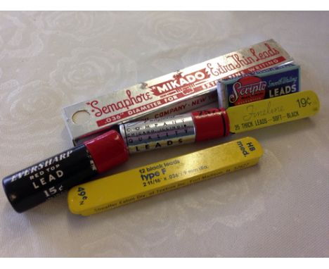 Collection of pencil leads 1920s/1930s.Eagle ?Semaphore? Mikado extra thin silvered end blue leads; Sheaffers Fineline thick 
