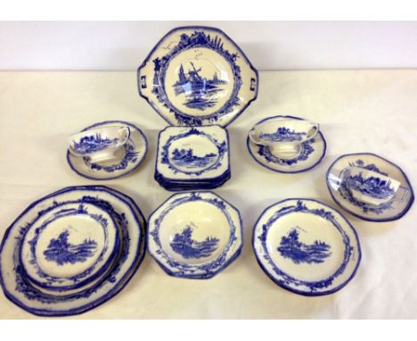 A quantity of Royal Doulton 'Norfolk' pattern china - comprising 2 soup bowls with saucers, 8 square bread and butter plates,