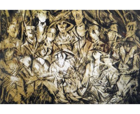 JOHN UZZELL EDWARDS limited edition (1/24) lithograph - Edwardian figures posing for a photograph, entitled in pencil 'Welsh 