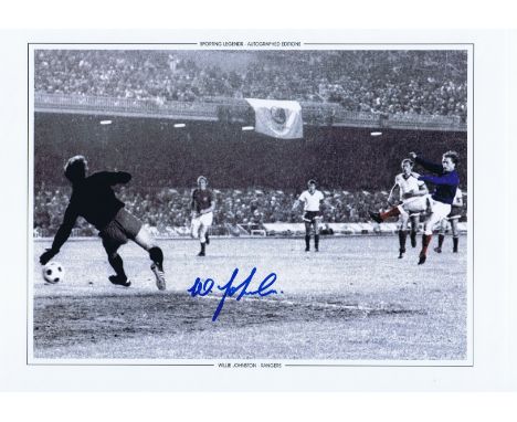 Autographed Willie Johnston 16 X 12 Photo Edition: Colorized, Depicting Willie Johnston Scoring His First Of Two Goals For Ra