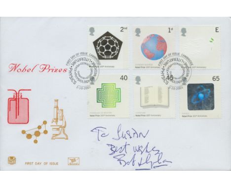 Bob Dylan signed FDC Noble Prizes 6 stamps plus double post marked 2 10 2001. Good condition. All autographs are genuine hand