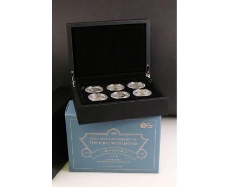 A Royal Mint The 100th Anniversary of the First World War, Silver Proof 6-Coin Set 2018, comprising 6 x £5 each with obv. Ran