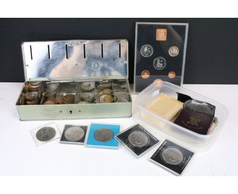 A collection of mainly British pre decimal coins to include silver Double Florin, Half Crowns, Shillings, Sixpences together 