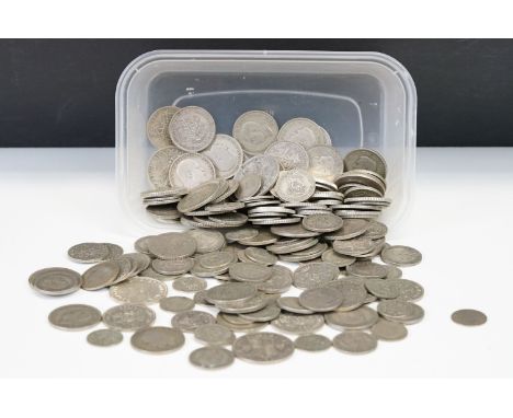 A collection of British pre decimal pre 1947 and pre 1920 silver coins to include half crowns, florins, shillings....etc 