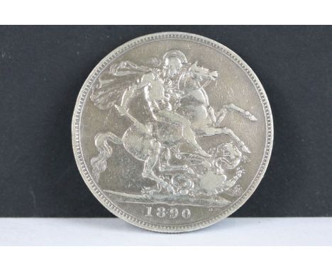 A British pre decimal Queen Victoria 1890 silver full crown coin 
