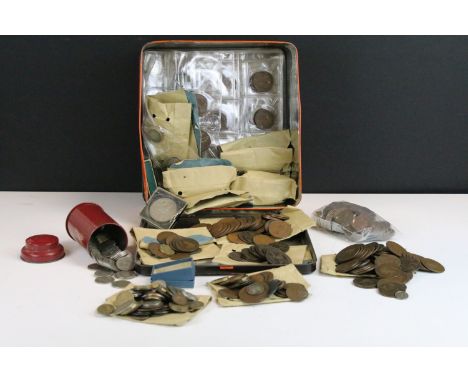 A collection of mainly British pre decimal coins to include a good selection of silver examples to include Crown, half crown,