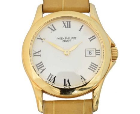 An 18ct gold Patek Philippe Calatrava wristwatch, ref 4906, circa 2001, cal. E19 C, the circular signed white dial with roman
